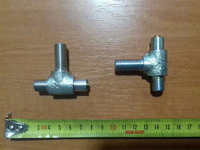 Тройник воздушный Т-образный привода переключения КПП с клапаном (М10х12) (МАЗ)