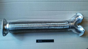 Металлорукав в сборе с фланцами в оплетке (тройник) НЕРЖАВЕЙКА (MR)